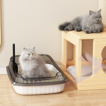 Litter Box with High Side Anti-Splashing Litter Box Semi-Enclosed Scoop Kitty Litter Box for Indoor Cats Kitty-Easy to Clean