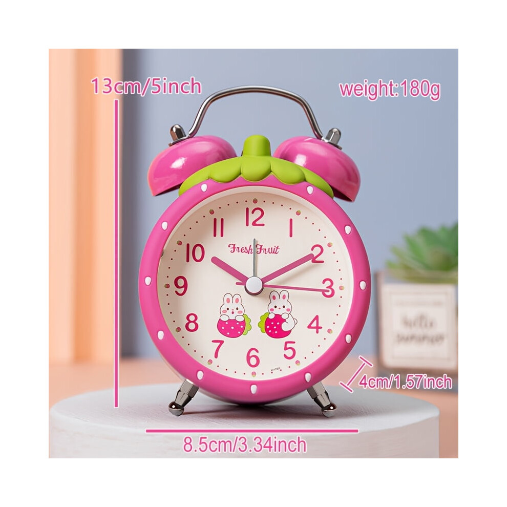 Strawberry-Shaped Digital Alarm Clock, Plastic, Round