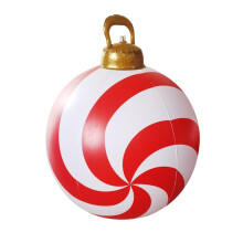 Opblaasbare kerstbal van 60 cm voor buiten, PVC-decoratie voor tuin, gazon en veranda, inclusief grondpen en zuignappen.