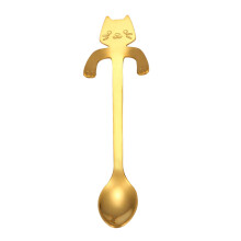 Schattige kattenlepel met lange steel, geschikt om aan een kopje te hangen – ideaal voor thee en ontbijt, duurzaam, alleen handwas – een leuk