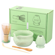 Miska na matcha a držák na metličku, prémiový bambus a keramika, 580ml hrnek, snadno se čistí, pro kutily, startovací sada na matcha