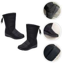 -Botas de tacón de becerro para mujer, 1 par, color negro, para clima nevado