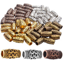 60 piezas de cuentas espaciadoras de columna, cuentas con agujero grande, dijes de tubo hueco para collares y pulseras DIY.