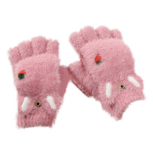 AWZXDE Winter Half Finger Flip Gloves for Students Children Thickened Warm Mittens Autumn Cartoon Design