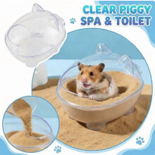 Hamster Sand Bath Container – Transparent Bathtub for Dwarf Hamsters, Gerbils & Small Pets (6.2"x4.9"x4.4"), Easy to Clean