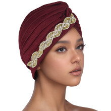 AWZXDE Dámská módní zimní čepice s volánky, měkký turban, zavinovací čepice do chladného počasí