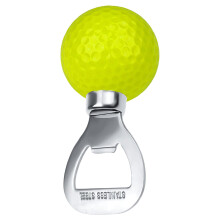 1 st. golfbollformad flasköppnare i rostfritt stål, ölöppnare för kylskåp, golftemapresent för golfälskare – gul, 4,8 x 9,6 cm, kompatibel