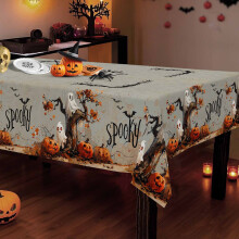 Ghost Orange Pumpkin Tablecloth 90x60cm – Halloween Phantom Design, Washable, Rectangular (35.43x23.62")
