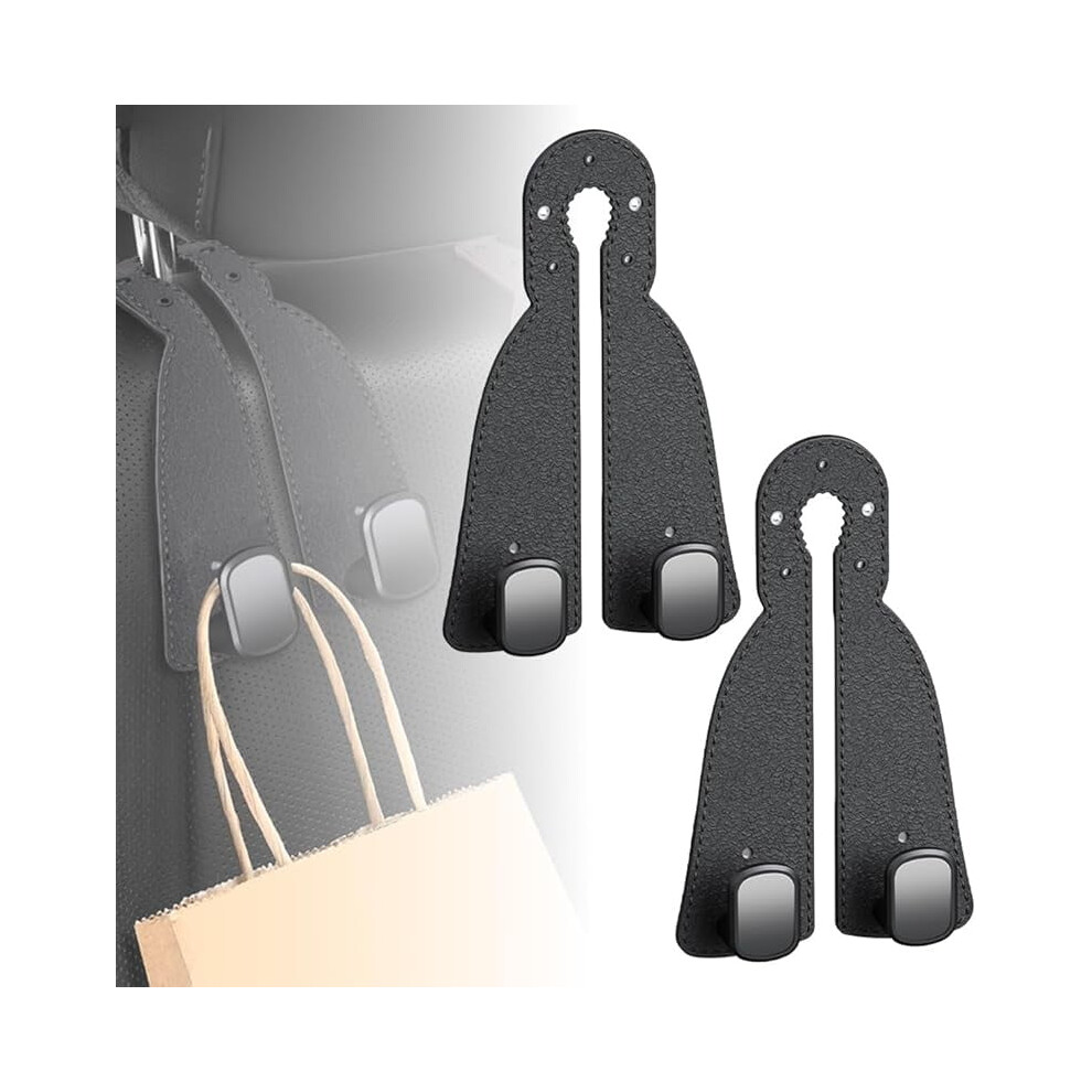 Car Seat Back Storage Hook Â Double Headrest Hooks For Purses, Bags & More (+Gray), Compatible With Most Cars Black/Gray 9448990635832