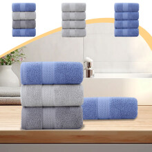 4 Piece Luxury Towel Sets,Soft Highly Absorbent Quicker Dry Cotton Towels, Ideal for Family, Easy Care for Bathroom Gym, Shower, Hotel,7535cm