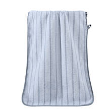 Prosop de baie cu dungi pentru uscare a părului, prosop de față și corp din fleece moale, super absorbant, lavabil la mașină (gri)