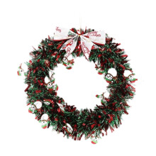 Guirlanda de Natal de pinheiro vermelho com laço, 37 cm (14,6") - Guirlanda resistente para porta de entrada, fácil de guardar, pronta para