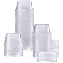 2 oz Clear Disposable Portion Cups with Lids – Soufflé, Jello Shot, Dressing Cups – Compatible with Comfy Package
