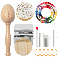 Knit Patch Darning Kit Mini Loom with 14 Hooks 14 Needles
