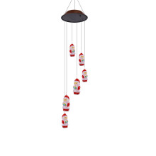 Carillon solaire de Noël à suspendre pour porte d'entrée, carillon solaire LED coloré, décoration extérieure à suspendre pour Noël et le