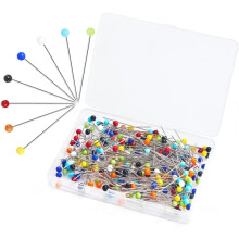 Sewing Pins, 250 Pcs Straight Pins 1.5 in Quilting Pins with Colored Ball Glass Head for Fabric, Jewelry DIY, Craft and Sewing Project (Multi-Color)