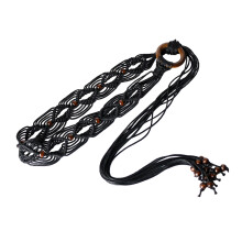 Beads Decors Bohemian Waist Belt Women Elastic Belt Ethnic Braided Belt Thin Waistband Colorful Waist Rope
