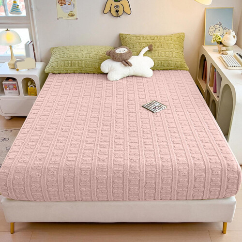 Fall/Winter Milk-Wool Figured Fitted Sheet Thickened Mattress Protector For Mattresses FullCoverage Thermal Bed Cover
