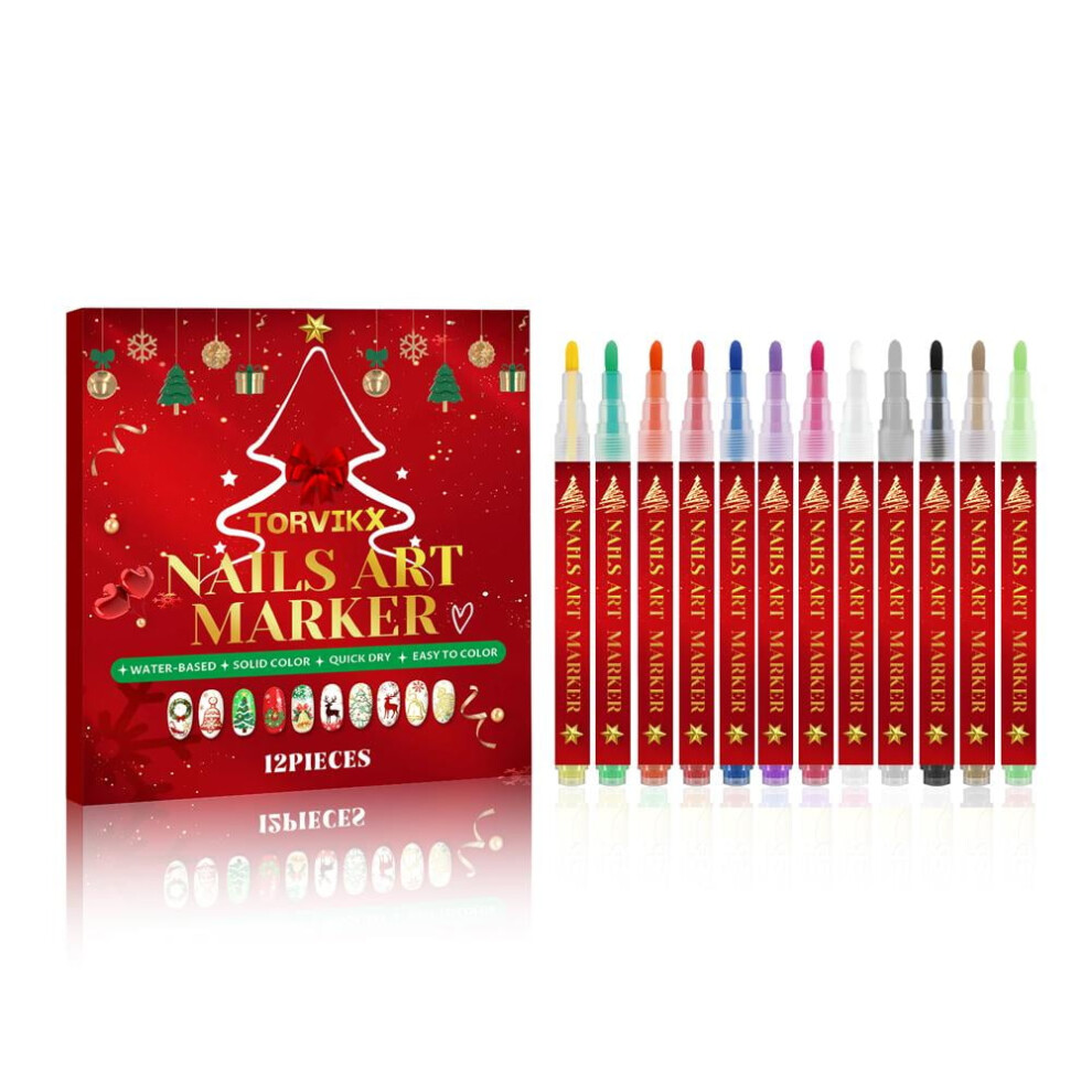 12 X Christmas Nail Art Pens Set Nail Art Graffiti Pen Drawing Painting Pen