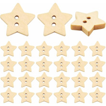 200pcs Wooden Star Buttons, 2-Hole Rustic DIY Sewing Buttons for Costumes, Crafts, Scrapbooking – Compatible with All Standard Sewing Projects