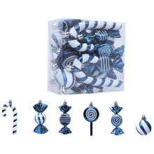 18pcs Blue Candy Lollipop Christmas Tree Ornaments for Xmas, New Year & Winter Home Decor