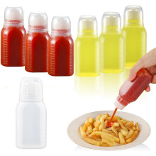 6 Piece Small Condiment Squeeze Bottles Set, 60 ml/2 oz Refillable Honey Mini Salad Dressing Dispenser for Camping, Kitchen, and Travel Containers