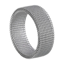 Stainless Steel Woven Mesh Deformation Ring 8mm, Black Vacuum Electroplated, Non-Fading, US 6-12, Unisex Jewelry, Ideal Holiday Gift