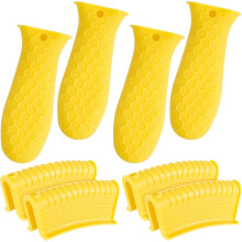 8 count Pot Holders Cast Iron Handle Cover Heat Resistant Pot Handle Covers Potholder Non Slip Pan Sleeve for Frying Pan Kitchen Supplies(Yellow)