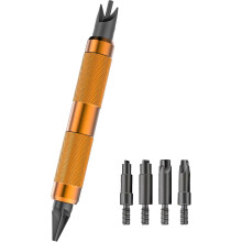 Case Prep Multi-Tool - 3-in-1 Chamfer Deburring Tool & Primer Pocket Uniformer for.17-.45 Caliber, Processes Crimped Pockets (Orange)