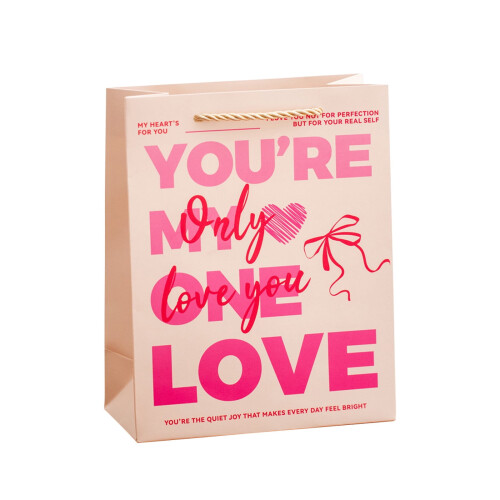 Valentinstags-Geschenktüten, rosa Papiertragetasche mit Henkeln
