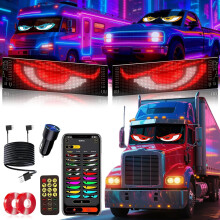 2pcs 23"x5" Devil Eyes Lights for Windshield – Dual Sync, APP Control, Custom Text & Animations, Compatible with SUVs/RVs