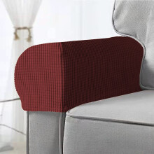 Poťah na lakťovú opierku pohovky | Elastická lakťová opierka | Protišmykový, zosilnený, polyester s plným pokrytím, kockovaný dizajn,