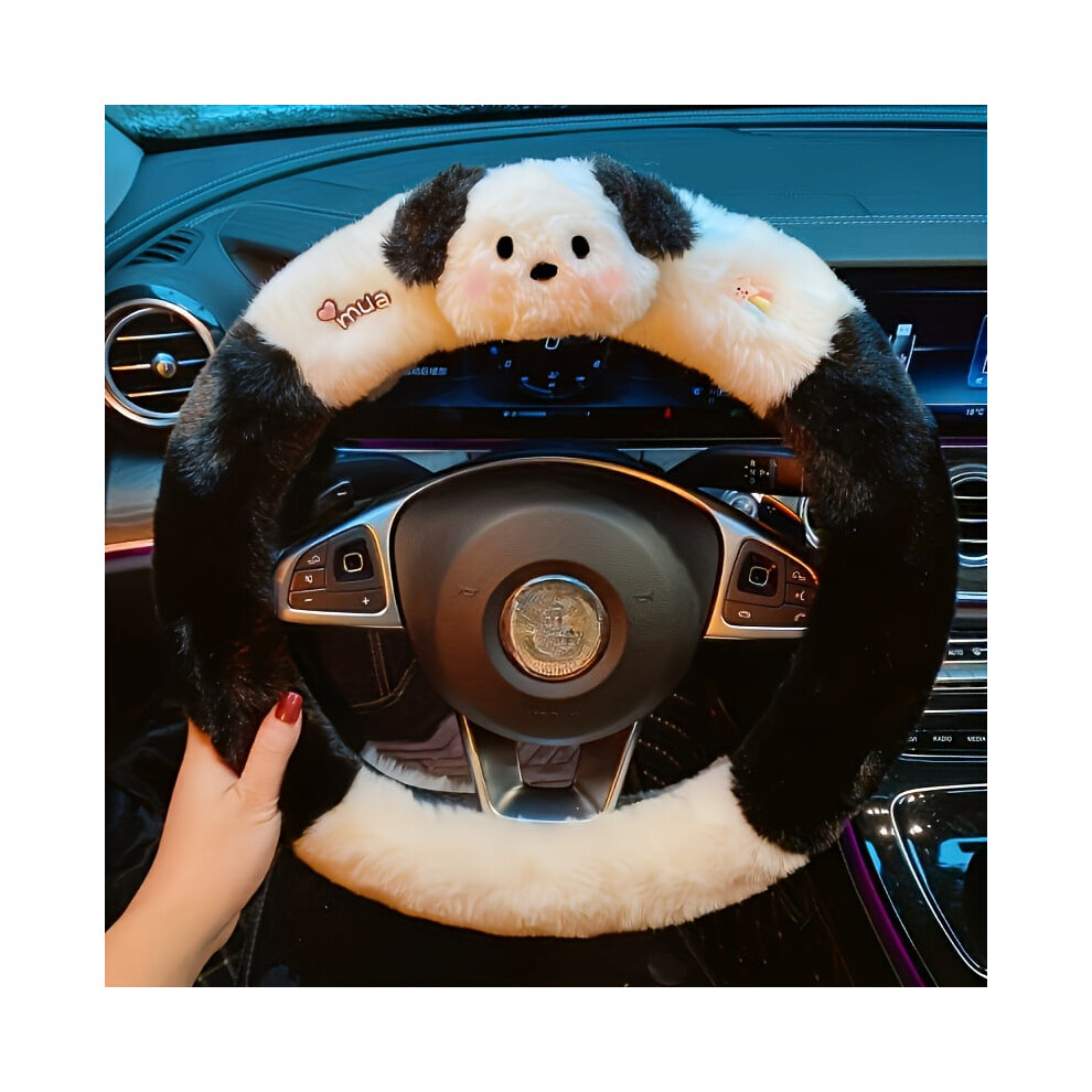 Plush Steering Wheel Cover Â Cute Dog Design, Soft & Durable, Comfortable Fit, Compatible With Most Cars 9448990638178