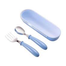 Essentiële opbergoplossing: draagbare roestvrijstalen bestekset met lepel en vork, inclusief twee opbergdozen.