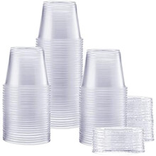 5.5 oz Clear Disposable Portion Cups with Lids (100 Ct) – Soufflé, Jello Shot, Dressing Cups – Formerly Comfy Package