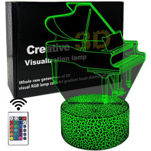 3D klavírna nočná lampa s ilúziou, 16 farieb, ktoré sa menia s diaľkovým ovládaním, dekorácia do spálne pre deti, chlapcov a dievčatá,