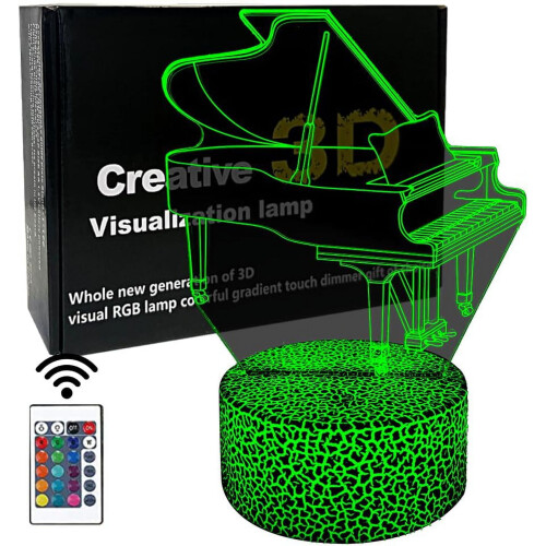 3D Νυχτερινό Φως Πιάνου Illusion Light, 16 Χρώματα που Αλλαγή με Τηλεχειριστήριο,