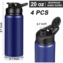 Botella de agua de aluminio ligera de 591 ml (20 oz), reutilizable, con tapa hermética a presión, ideal para el gimnasio, senderismo y camping.