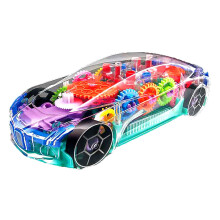 Concept car con ingranaggi trasparenti, auto giocattolo per bambini, auto elettrica con musica e luci, concept car universale