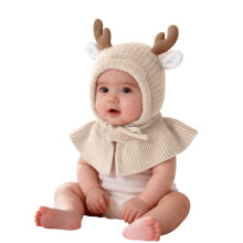 AWZXDE Bonnet, écharpe et châle en tricot pour bébé, une pièce, chaud et douillet pour l'hiver, pour garçons et filles, en fil doux avec