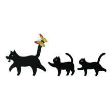 Ensemble de 3 silhouettes de papillons et de chats en métal, décoration murale antirouille pour clôture de cour, sculptures extérieures