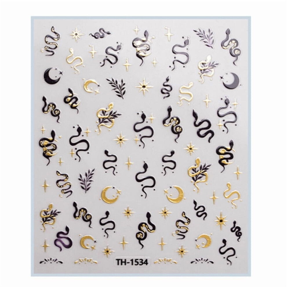 1 Sheet Chinese New Year Nail Stickers for DIY Manicure Decoration with Cartoon Sanke Festival Patterns for Women Girls