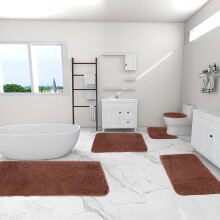 Ensemble de tapis de bain unis – Doux, antidérapants, absorbants, lavables en machine, séchage rapide ; compatibles avec les salles de bain