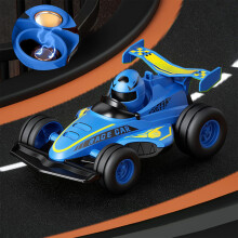 Macchinina da corsa magnetica a retrocarica con motore a frizione e casco rimovibile, 2 modalità di gioco, gioco da tavolo per bambini, regalo (blu)