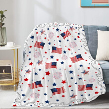 Liquidation ! Couverture drapeau patriotique, 69 x 99 cm, jeté en flanelle ultra douce bleue, rouge et blanche – Idéale pour le 4 juillet et la