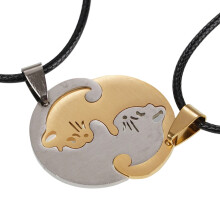 Stainless Steel Cats Pendant Necklace Adjustable Length Neckchain Handmade Clavicle Chain for Pet Lovers and Couples