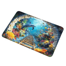 Tapis de porte antidérapant 3D bleu ciel, 60 x 90 cm