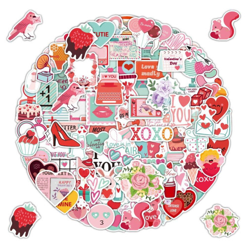 Αυτοκόλλητα αγάπης για scrapbooking, 100 τεμάχια αυτοκόλλητα Αγίου Βαλεντίνου για