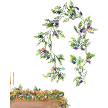 Guirlande de Pâques de 1,80 m, décoration printanière pour la maison, guirlande rustique d'œufs de Pâques artificiels pour intérieur et