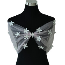 Stylish 3D Flower Appliques Tulle Bridal Wrap Shrug Shawl Wrap For Wedding Ceremony And Prom Evening Event Accessories